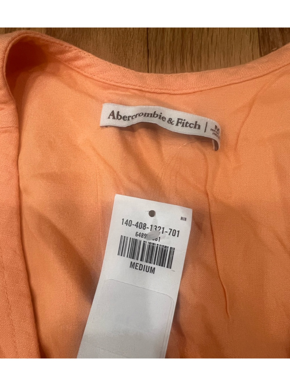 Women’s Tie-Front Crop Top in Orange - Picture 3 of 4